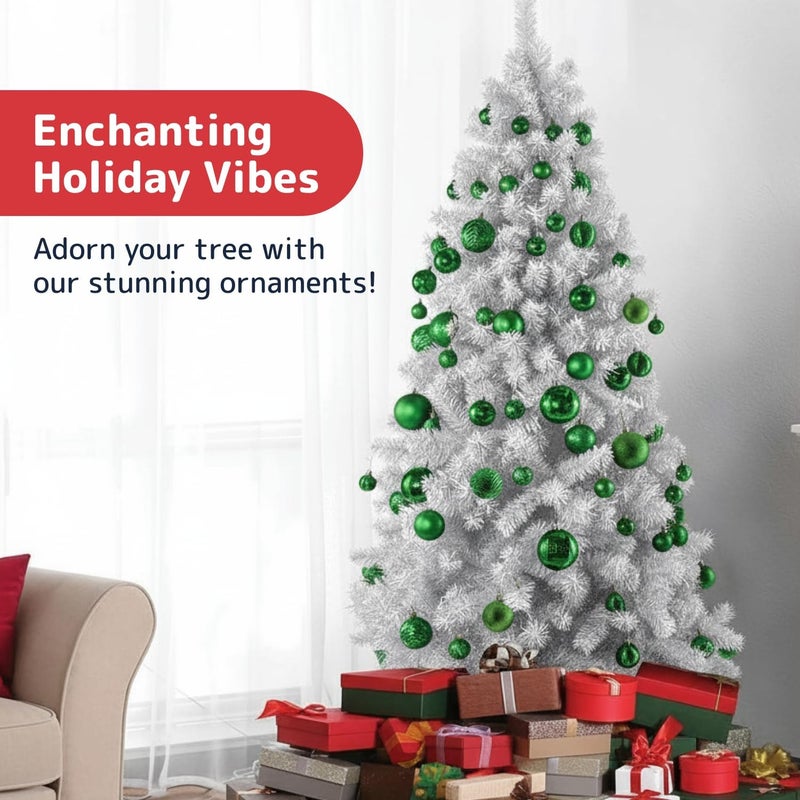 Prextex 36-Pieces Green Christmas Ornaments Set - Shatterproof, Festive Christmas Tree Balls Decorations in 3 Sizes and 6 Styles with Hanging Loops for Tree, Wreath, and Dazzling Holiday Party Decor - Image 2